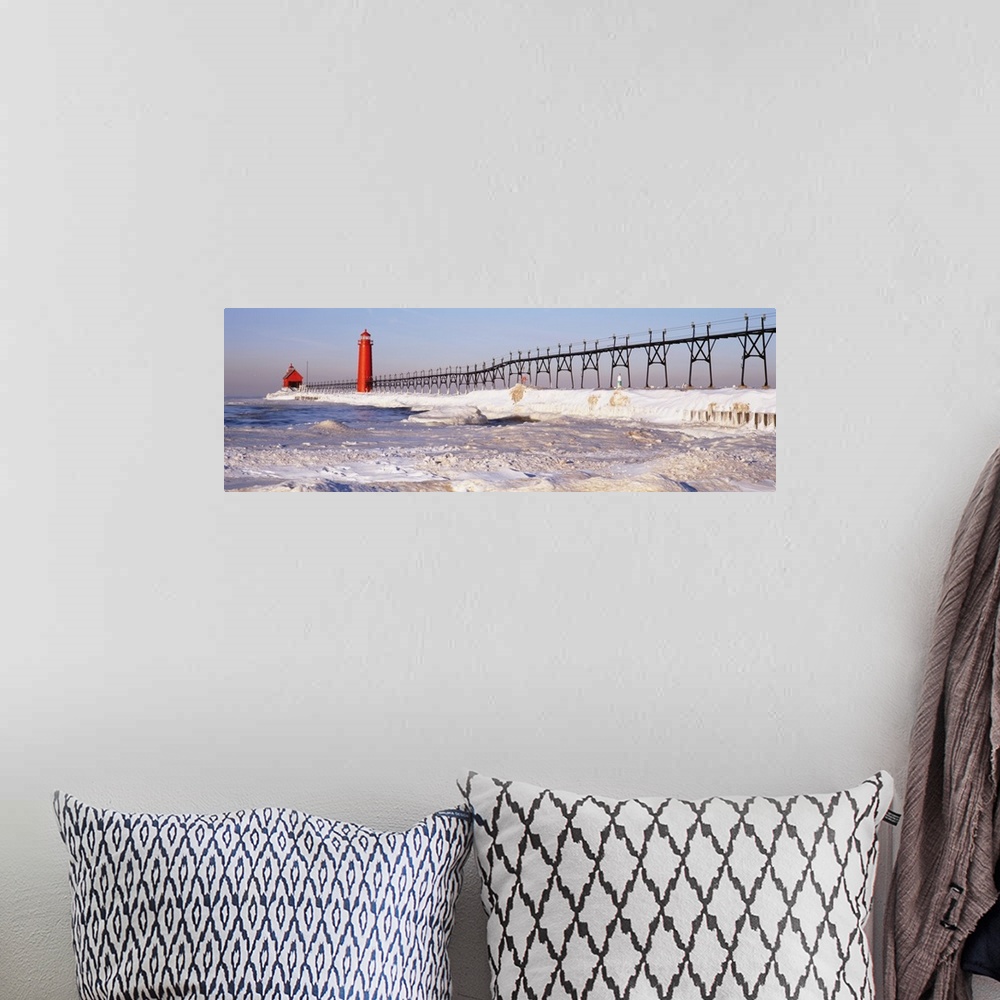 A bohemian room featuring Lighthouse near a pier, Grand Haven, Michigan