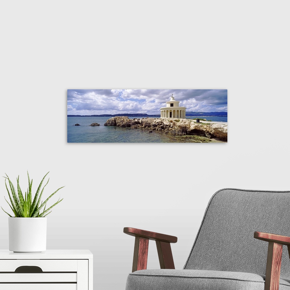 A modern room featuring Lighthouse of Saint Theodoroi on the coast, Cephalonia, Ionian Islands, Greece