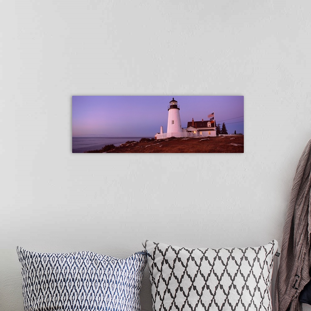 A bohemian room featuring Lighthouse on the coast, Pemaquid Point Lighthouse, Bristol, Lincoln County, Maine,