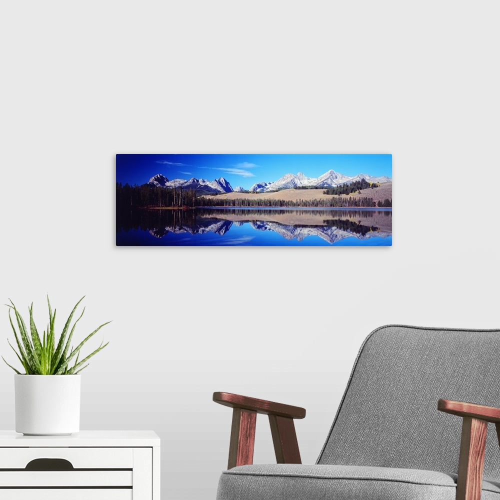 A modern room featuring Little Redfish Lake Mountains ID