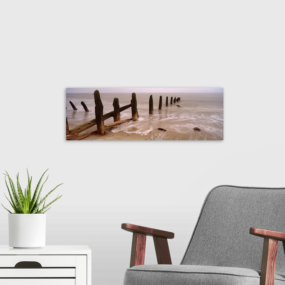 A modern room featuring Logs on the beach, Spurn, Yorkshire, England