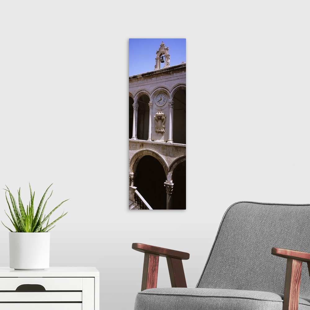 A modern room featuring Low angle view of a bell tower, Rectors Palace, Dubrovnik, Croatia
