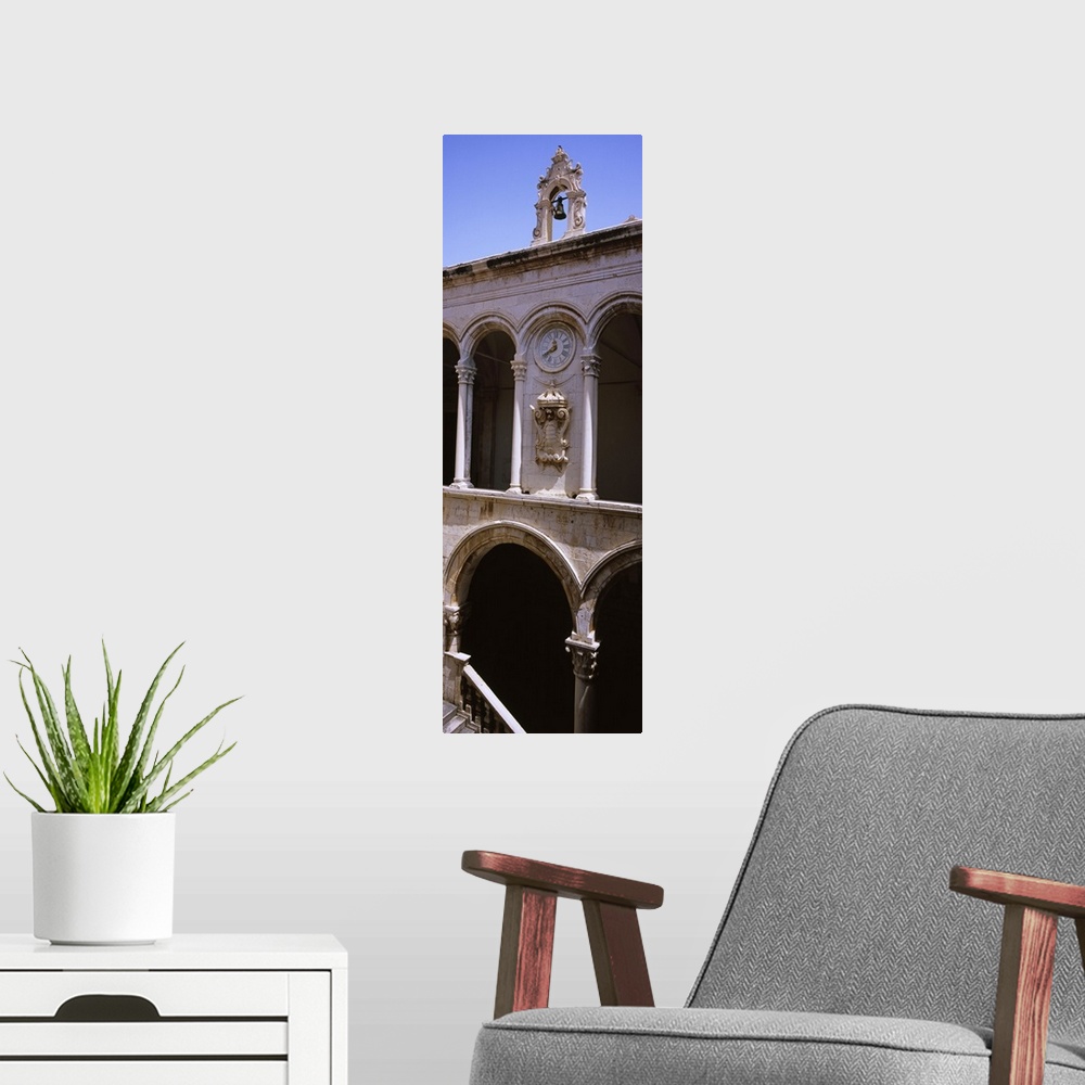 A modern room featuring Low angle view of a bell tower, Rectors Palace, Dubrovnik, Croatia