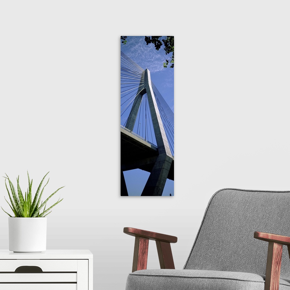 A modern room featuring Low angle view of a bridge, Anzac Bridge, Sydney, New South Wales, Australia