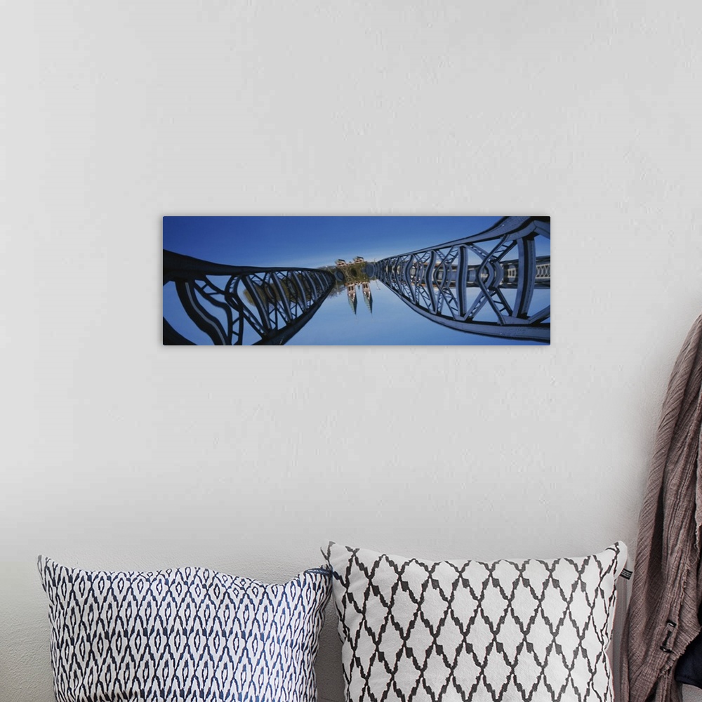 A bohemian room featuring Low Angle View Of A Bridge, Blue Bridge, Freiburg, Germany