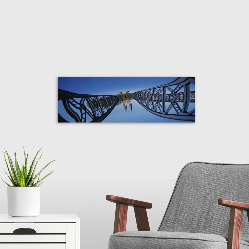 A modern room featuring Low Angle View Of A Bridge, Blue Bridge, Freiburg, Germany