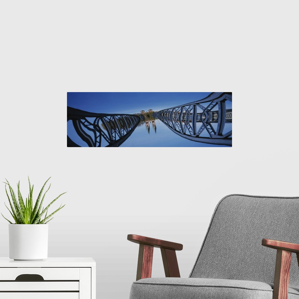 A modern room featuring Low Angle View Of A Bridge, Blue Bridge, Freiburg, Germany