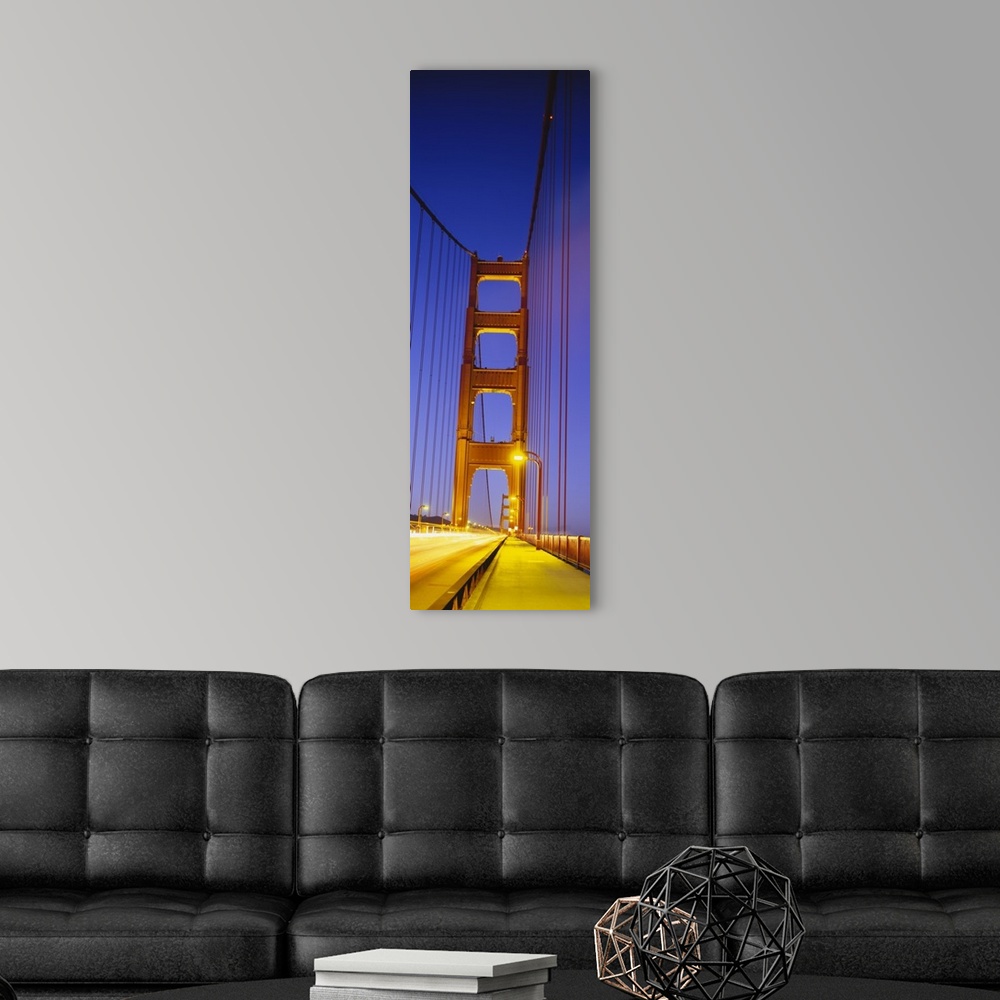 A modern room featuring Low angle view of a bridge, Golden Gate Bridge, San Francisco, California