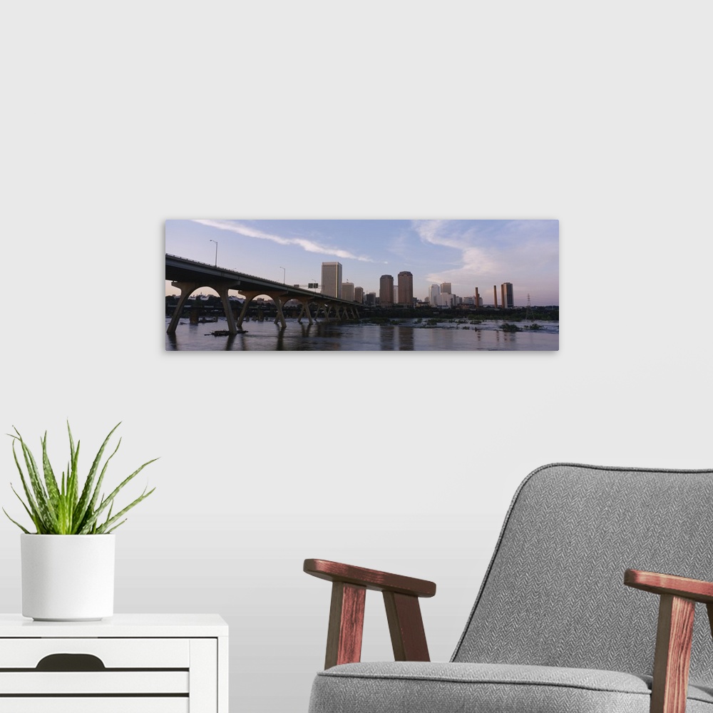 A modern room featuring Low angle view of a bridge over a river, Richmond, Virginia