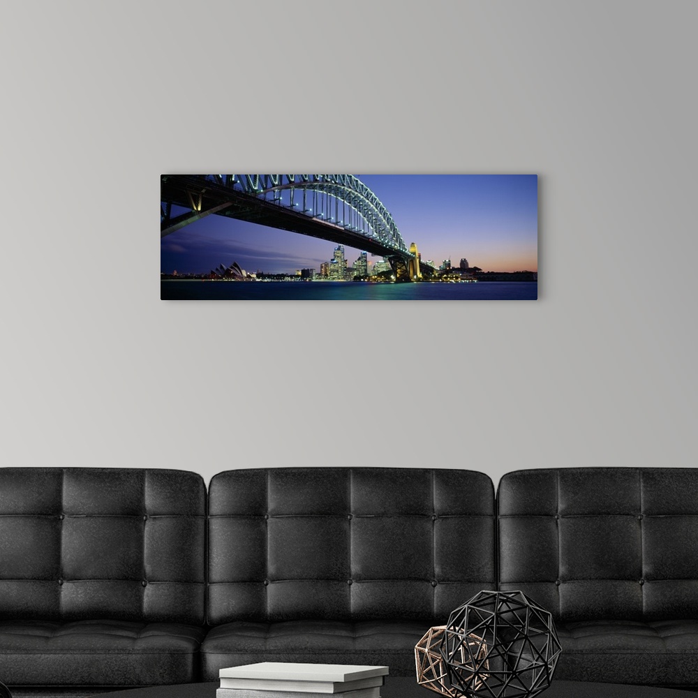 A modern room featuring Low angle view of a bridge, Sydney Harbor Bridge, Sydney, New South Wales, Australia