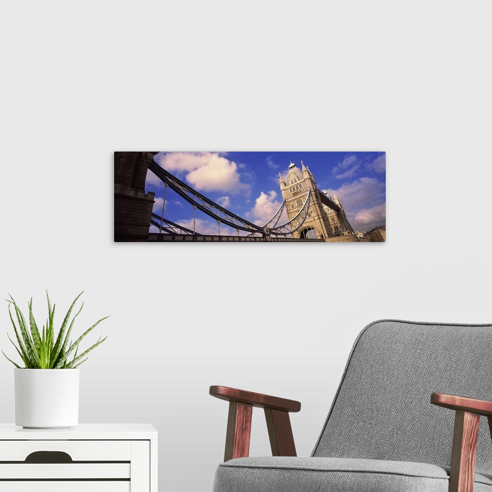 A modern room featuring Low angle view of a bridge, Tower Bridge, London, England