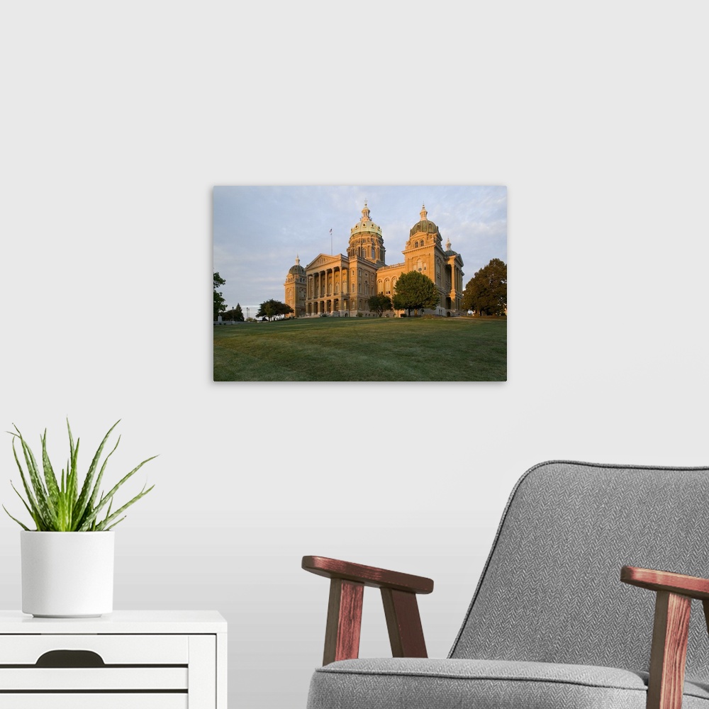 A modern room featuring Low angle view of a building, Iowa State Capitol, Des Moines, Iowa