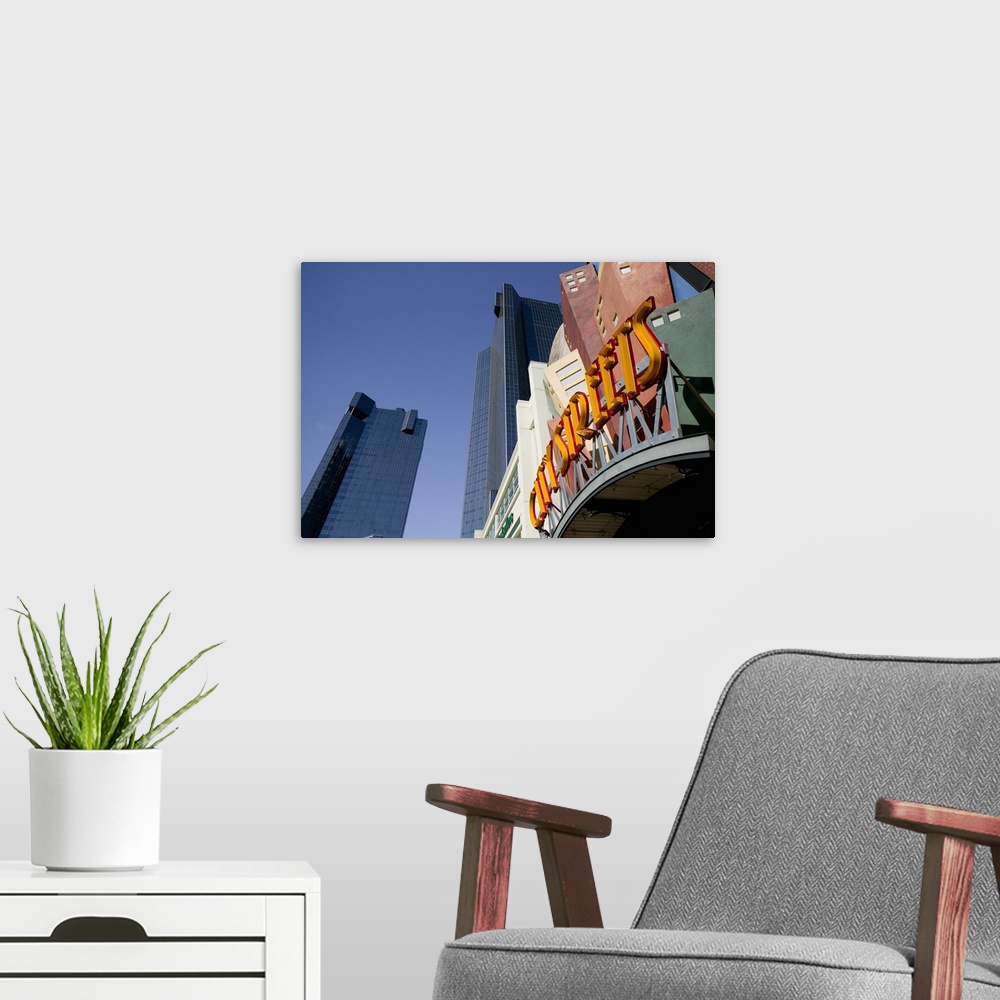 A modern room featuring Low angle view of a building with skyscraper in a city, City Streets, Chase Texas Tower, Fort Wor...