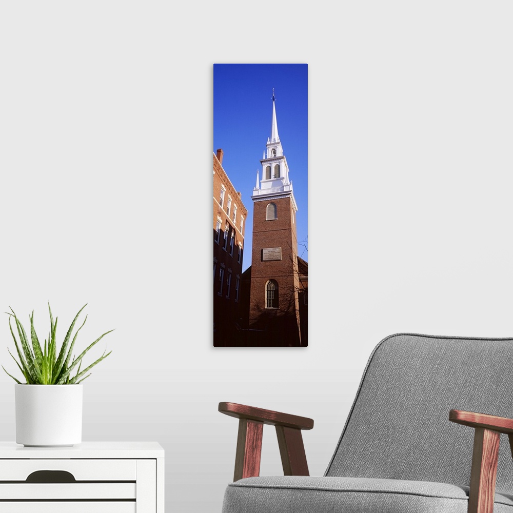 A modern room featuring Low angle view of a church, Old North Church, Freedom Trail, Boston, Massachusetts