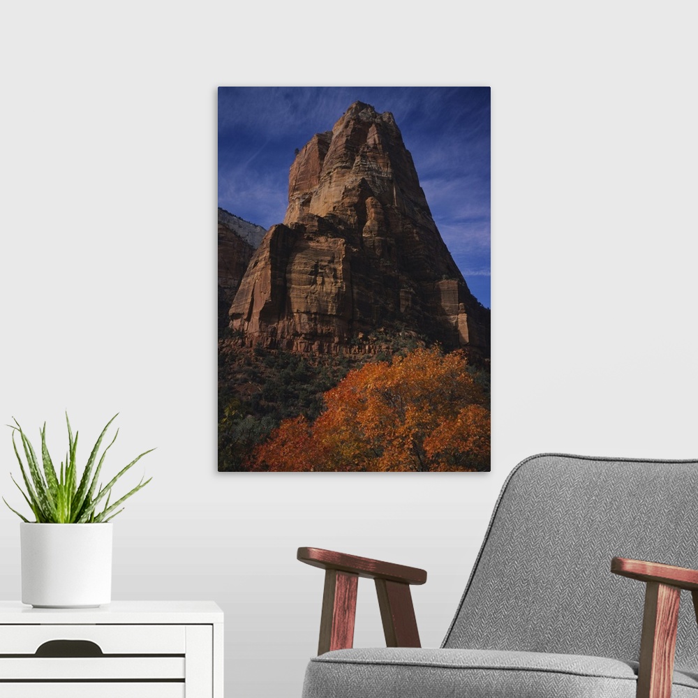 A modern room featuring Low angle view of a cliff, Zion National Park, Utah