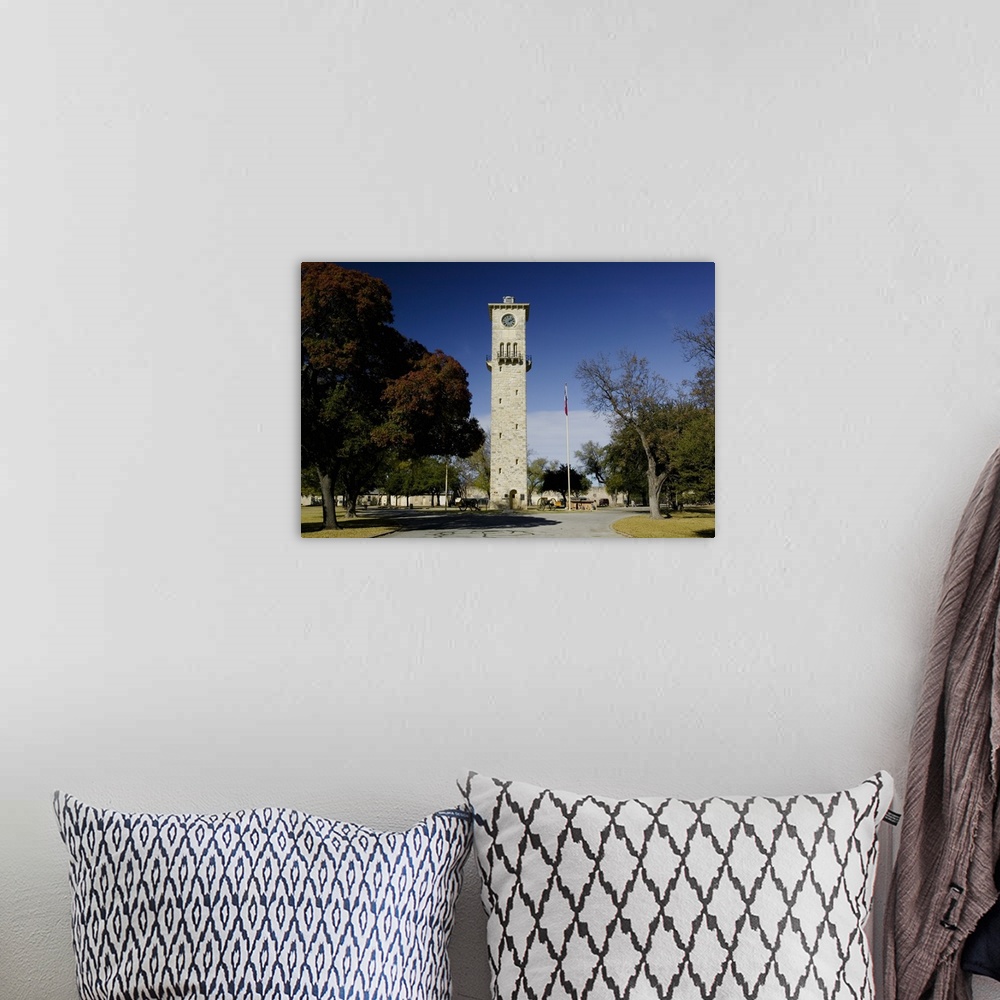 A bohemian room featuring Low angle view of a clock tower, Fort Sam Houston, San Antonio, Texas