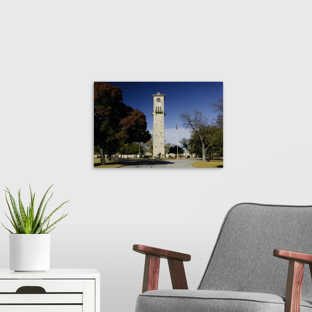 A modern room featuring Low angle view of a clock tower, Fort Sam Houston, San Antonio, Texas