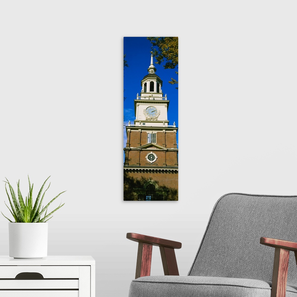 A modern room featuring Low angle view of a clock tower, Independence Hall, Philadelphia, Pennsylvania