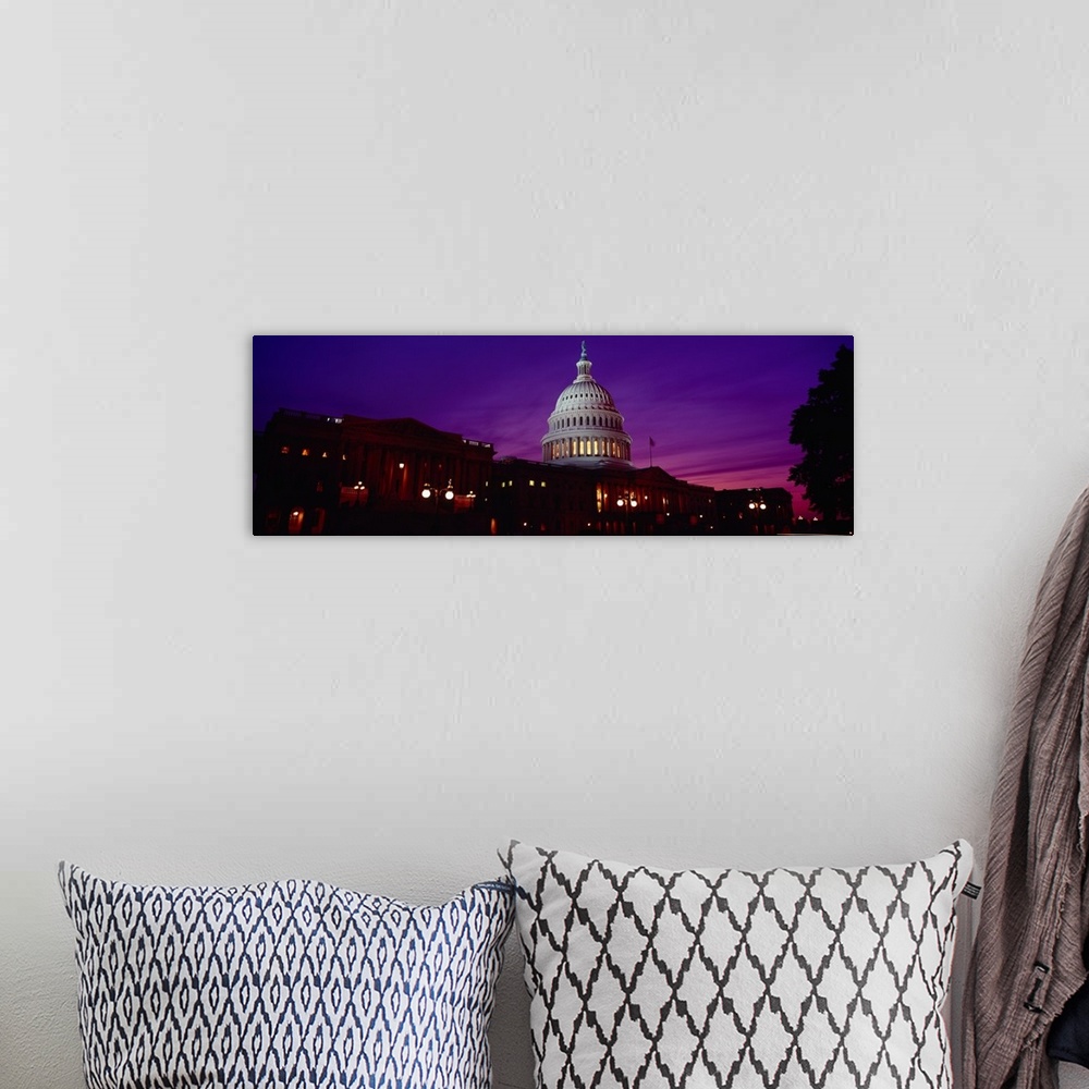 A bohemian room featuring Low angle view of a government building lit up at twilight, Capitol Building, Washington DC