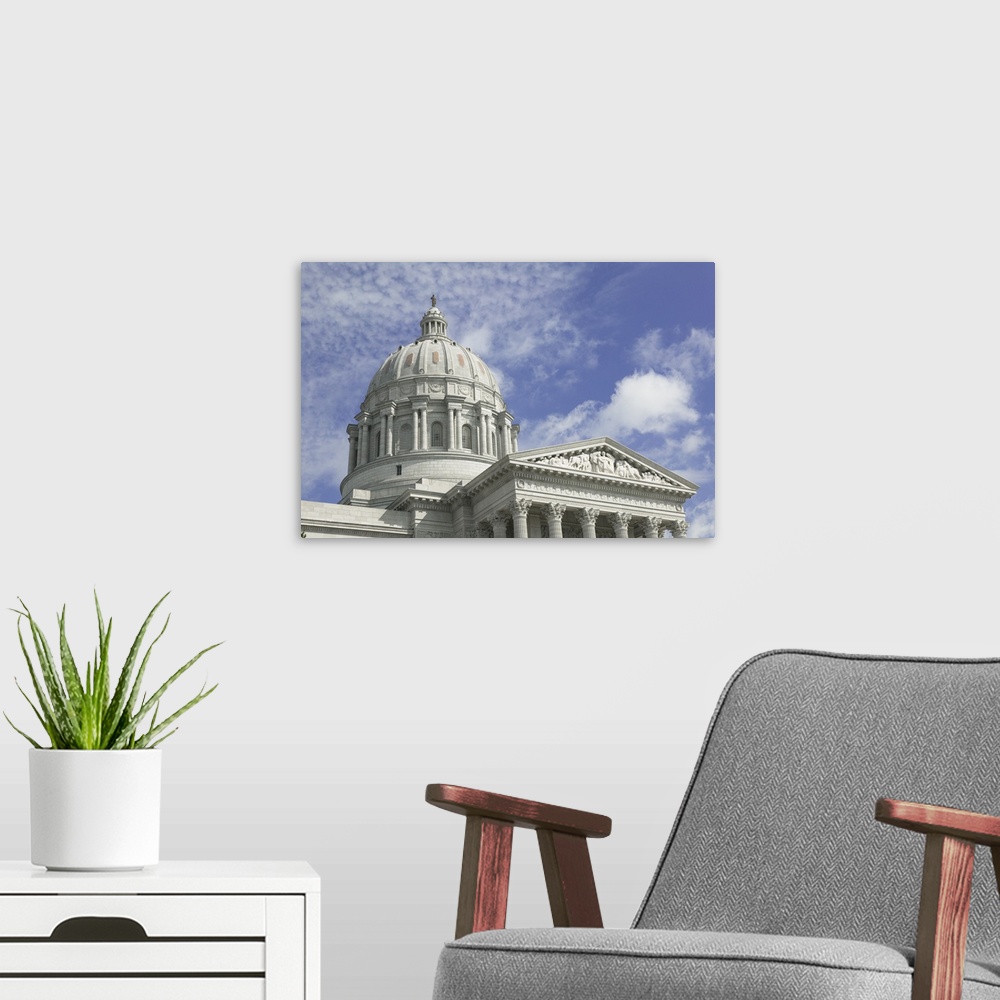 A modern room featuring Low angle view of a government building, Missouri State Capitol Building, Jefferson City, Missouri