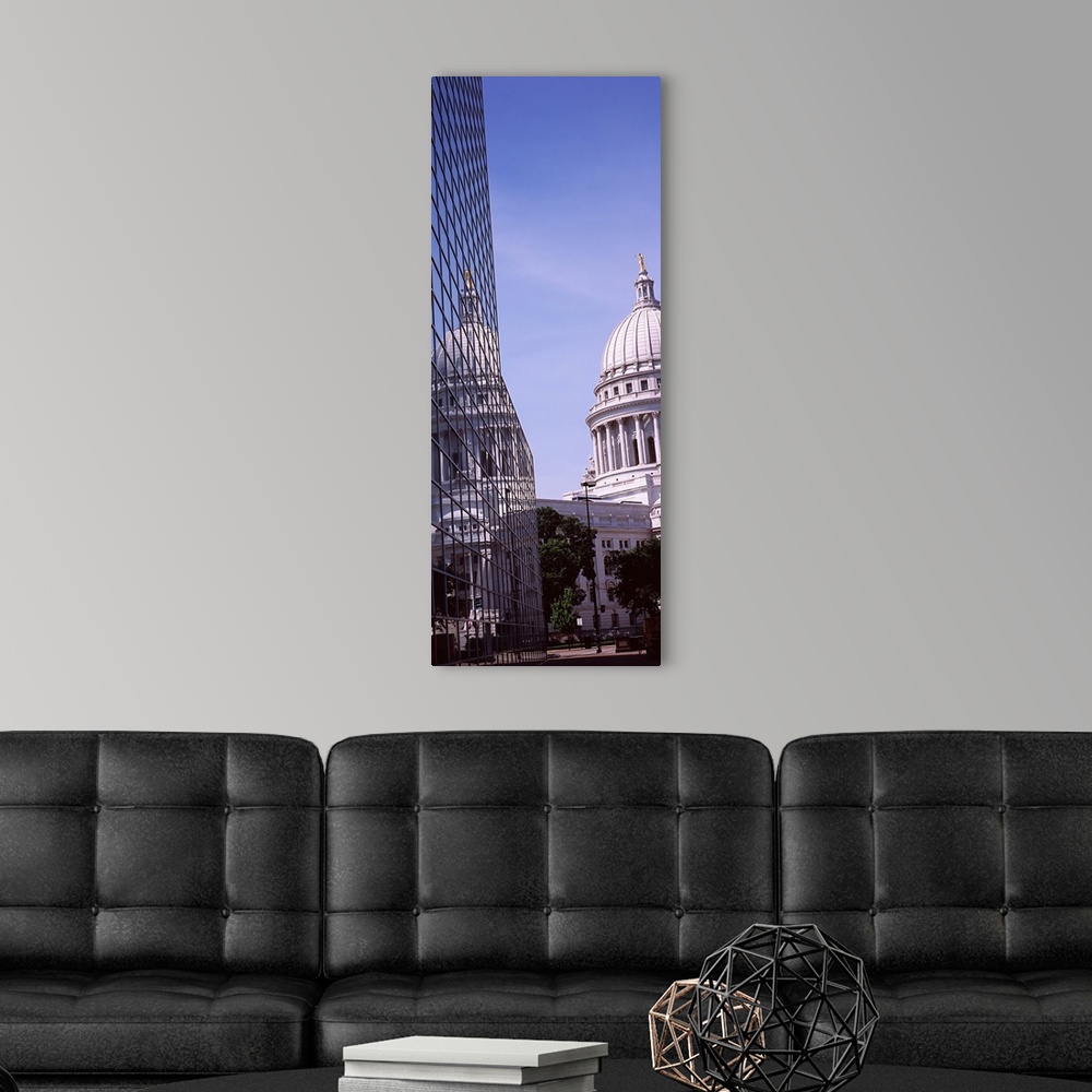 A modern room featuring Low angle view of a government building, Wisconsin State Capitol, Madison, Wisconsin,