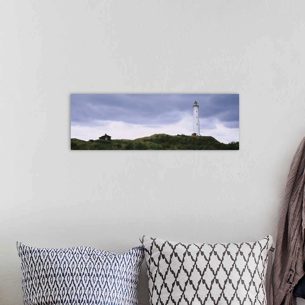 A bohemian room featuring Low angle view of a lighthouse, Norre Lyngvig Lighthouse, Holmsland Klit, Denmark