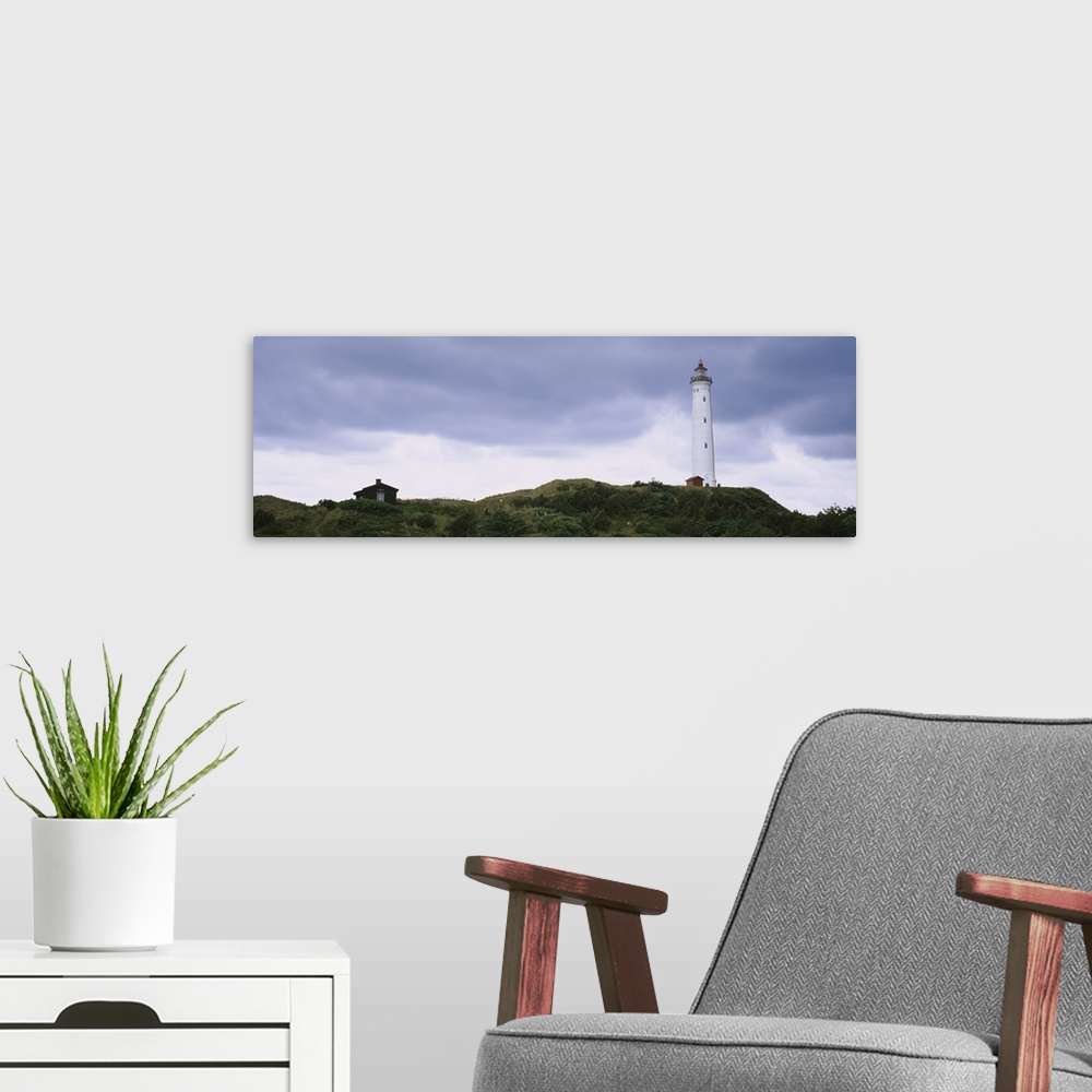 A modern room featuring Low angle view of a lighthouse, Norre Lyngvig Lighthouse, Holmsland Klit, Denmark