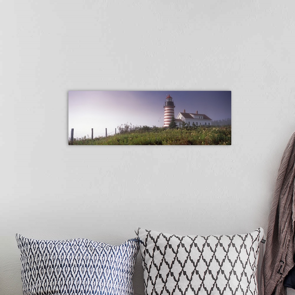 A bohemian room featuring Low angle view of a lighthouse, West Quoddy Head lighthouse, Lubec, Washington County, Maine,