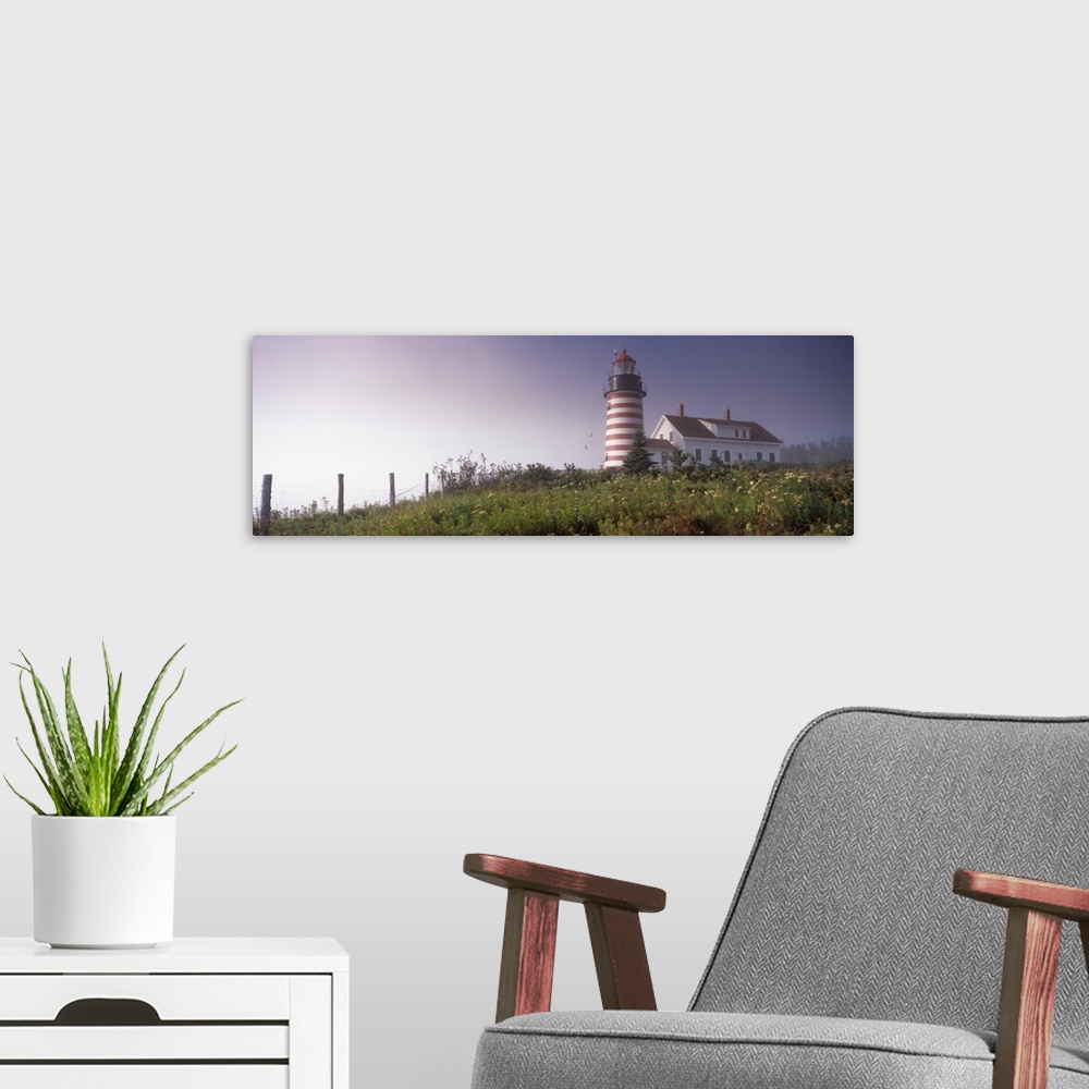 A modern room featuring Low angle view of a lighthouse, West Quoddy Head lighthouse, Lubec, Washington County, Maine,
