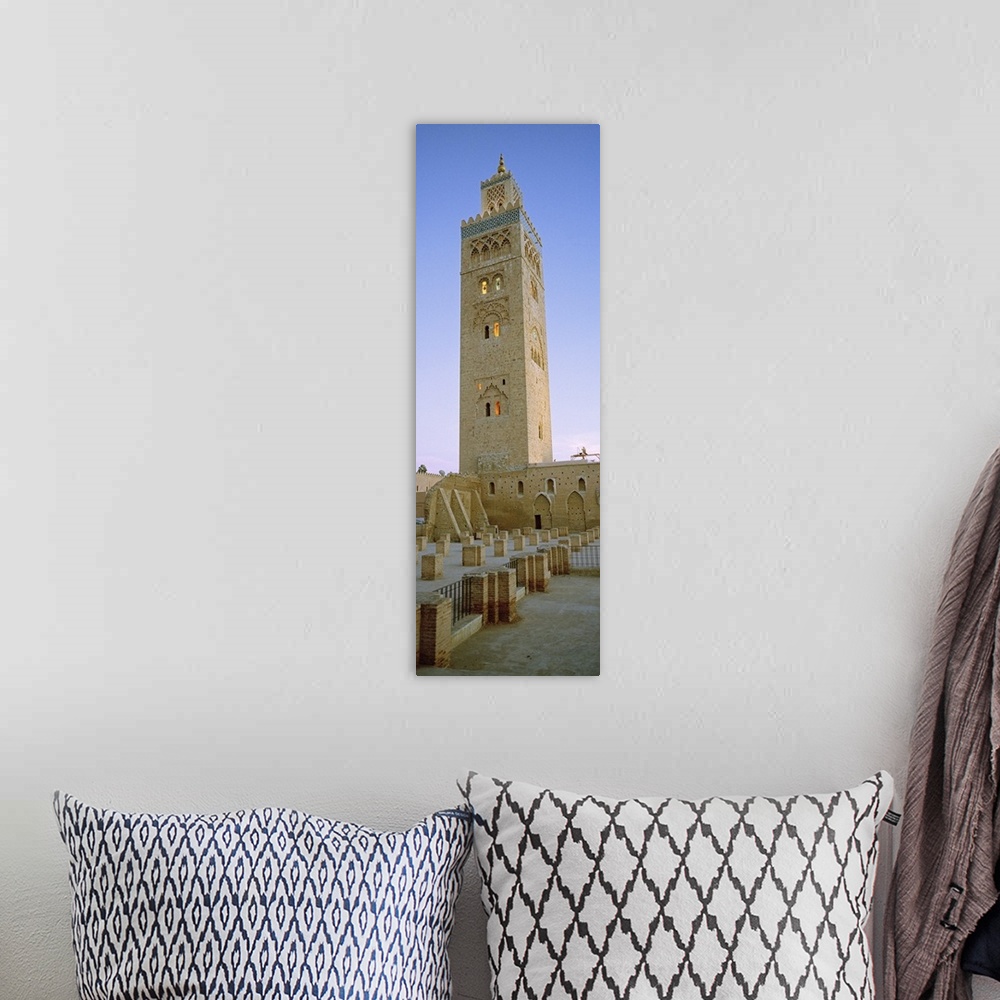 A bohemian room featuring Low angle view of a minaret, Koutoubia Mosque, Marrakech, Morocco