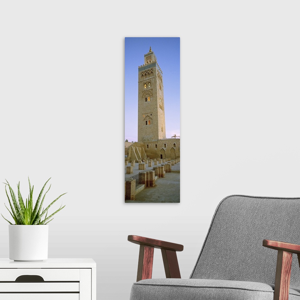 A modern room featuring Low angle view of a minaret, Koutoubia Mosque, Marrakech, Morocco