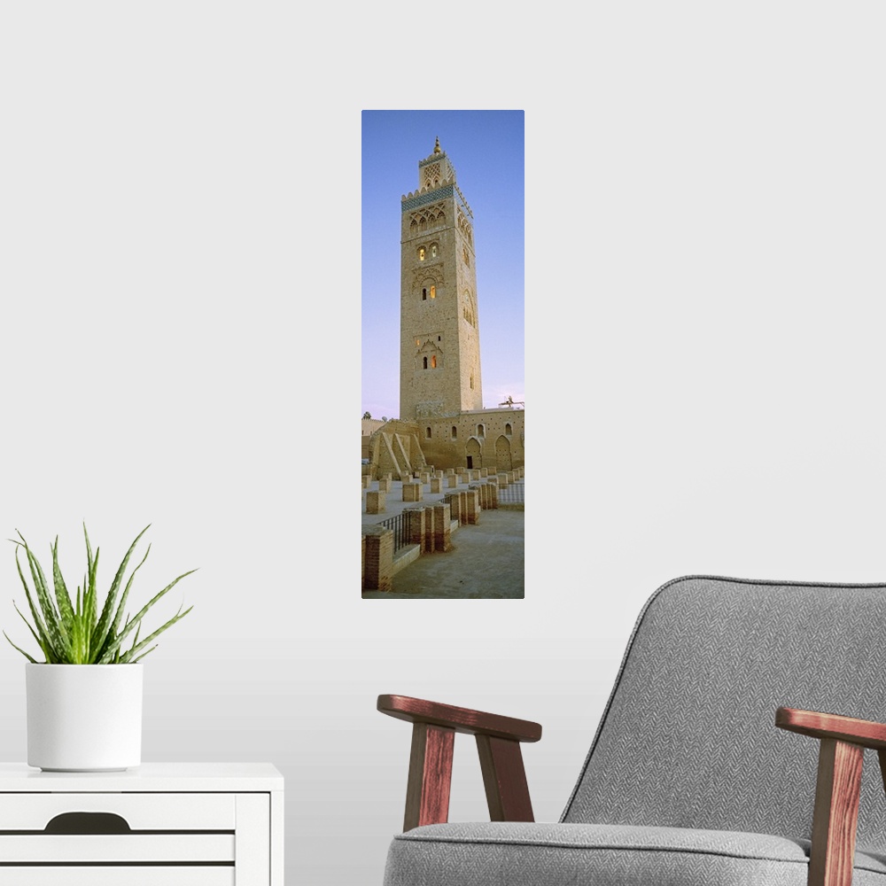 A modern room featuring Low angle view of a minaret, Koutoubia Mosque, Marrakech, Morocco