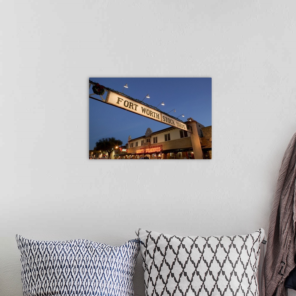 A bohemian room featuring Low angle view of a signboard over a street, Fort Worth Stockyards, Fort Worth, Texas