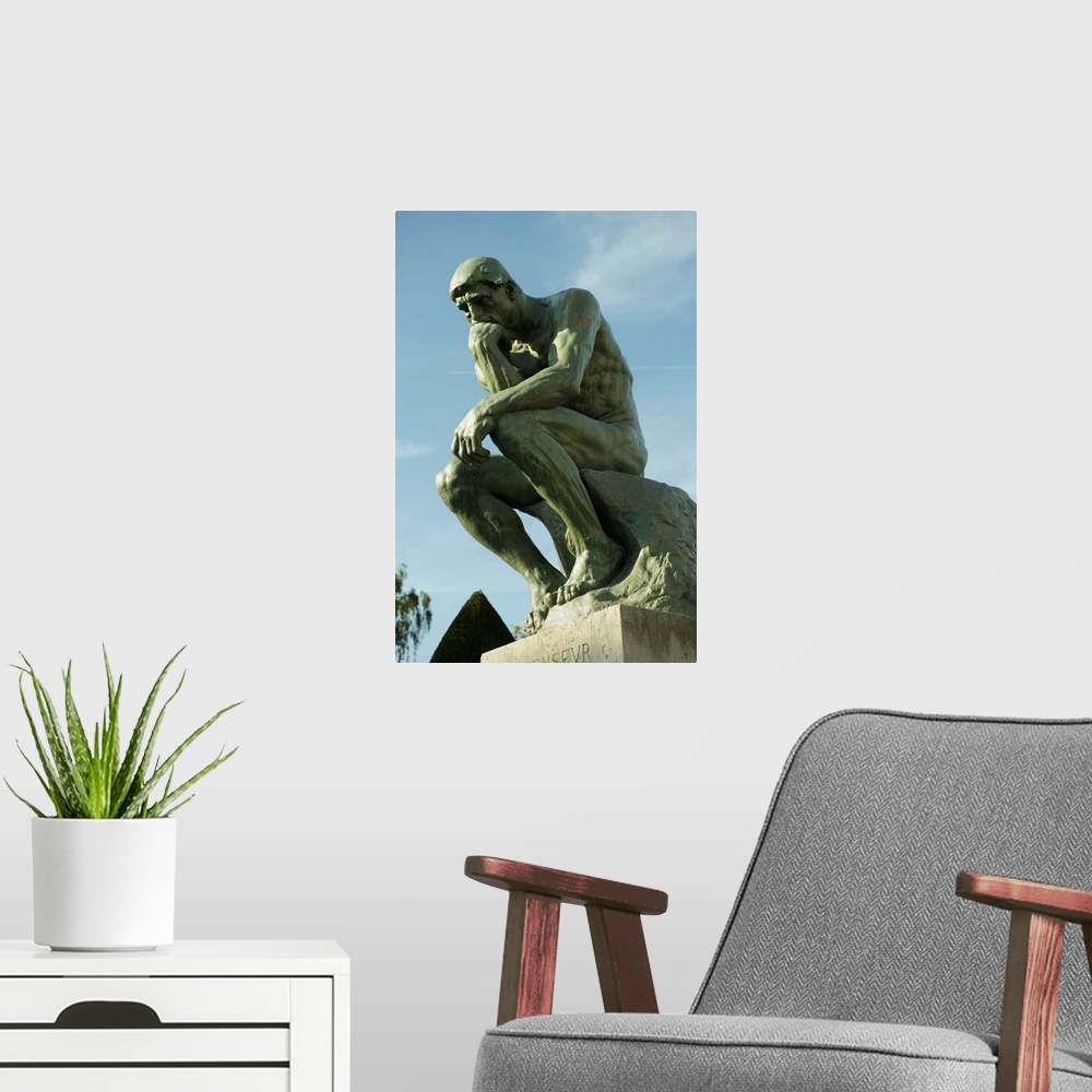 A modern room featuring Low angle view of a statue, The Thinker, Musee Rodin, Paris, Ile-De-France, France