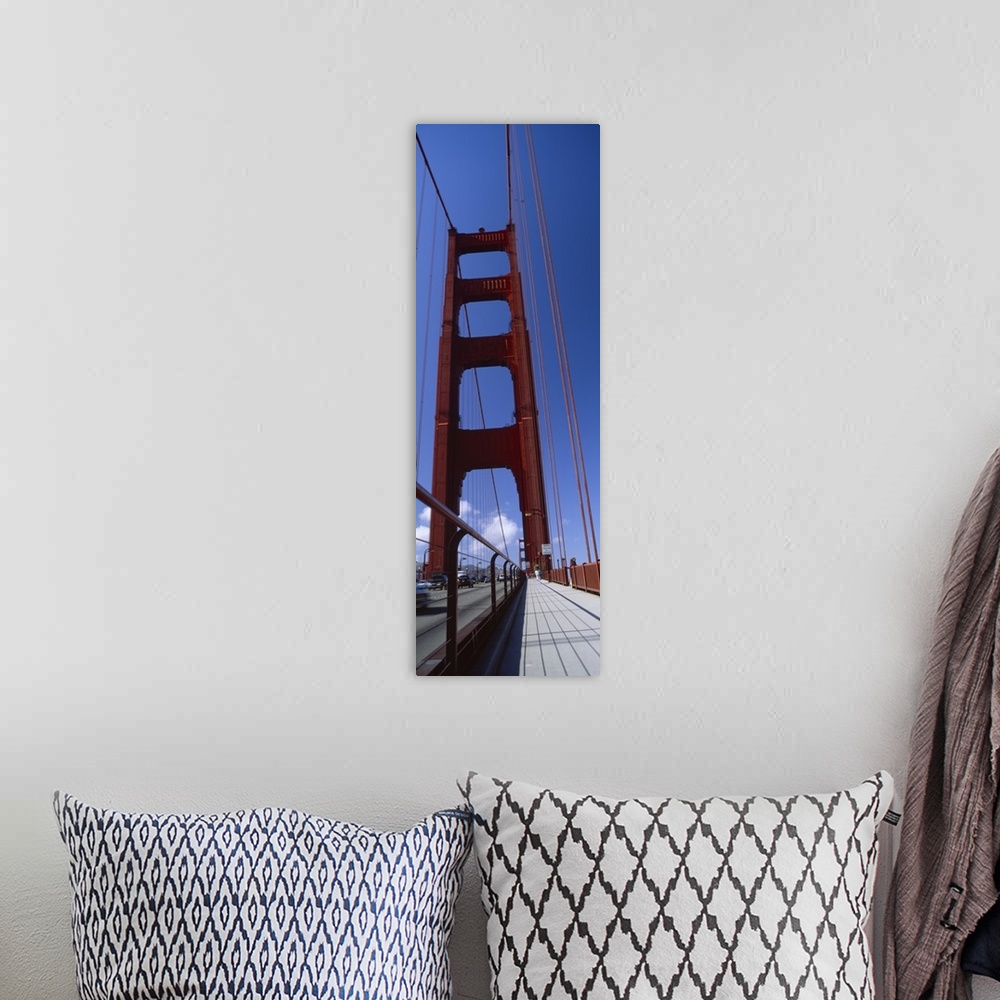 A bohemian room featuring Low angle view of a suspension bridge Golden Gate Bridge San Francisco California