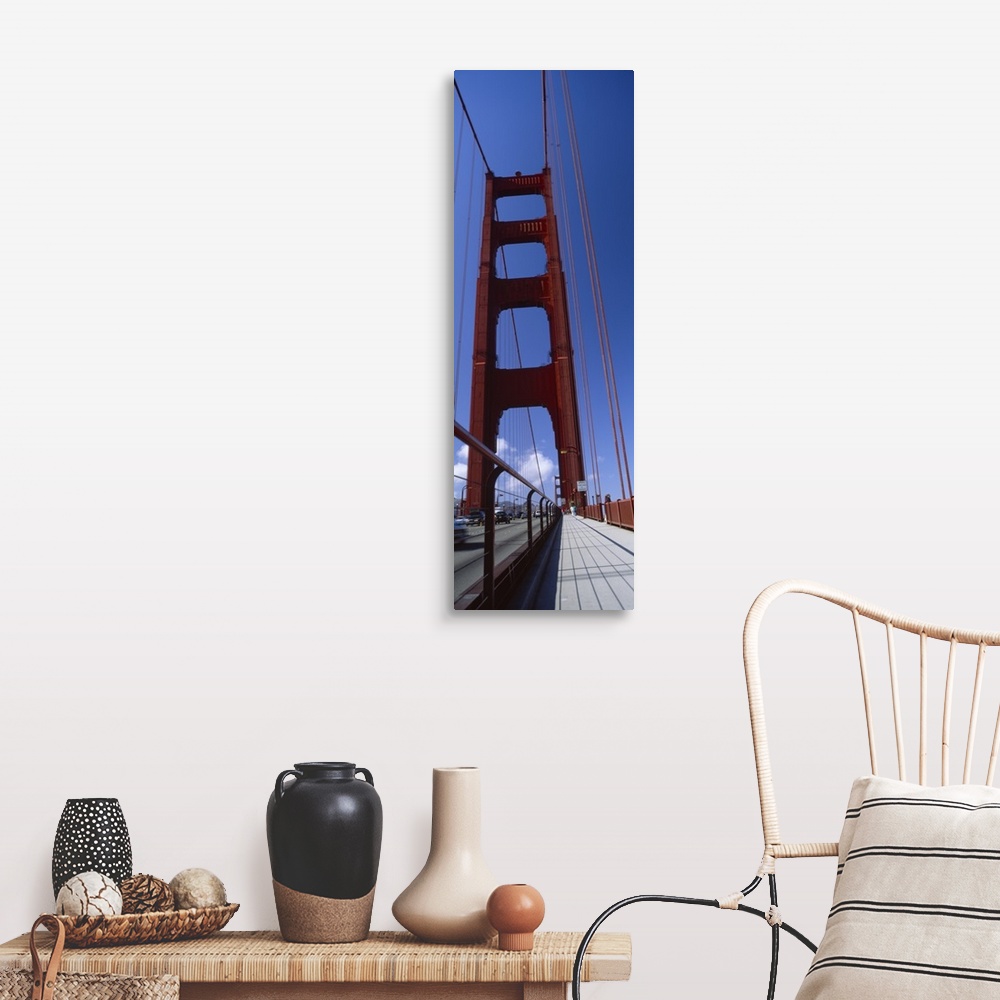 A farmhouse room featuring Low angle view of a suspension bridge Golden Gate Bridge San Francisco California