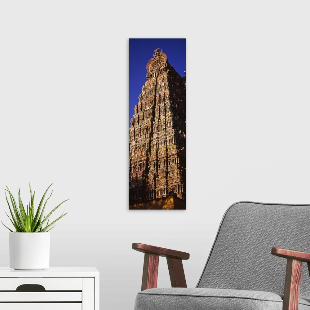 A modern room featuring Low angle view of a temple, Sri Meenakshi Hindu Temple, Madurai, Tamil Nadu, India