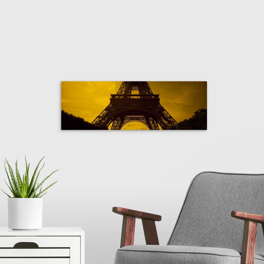 A modern room featuring Low angle view of a tower, Eiffel Tower, Champ De Mars, Paris, Ile De France, France