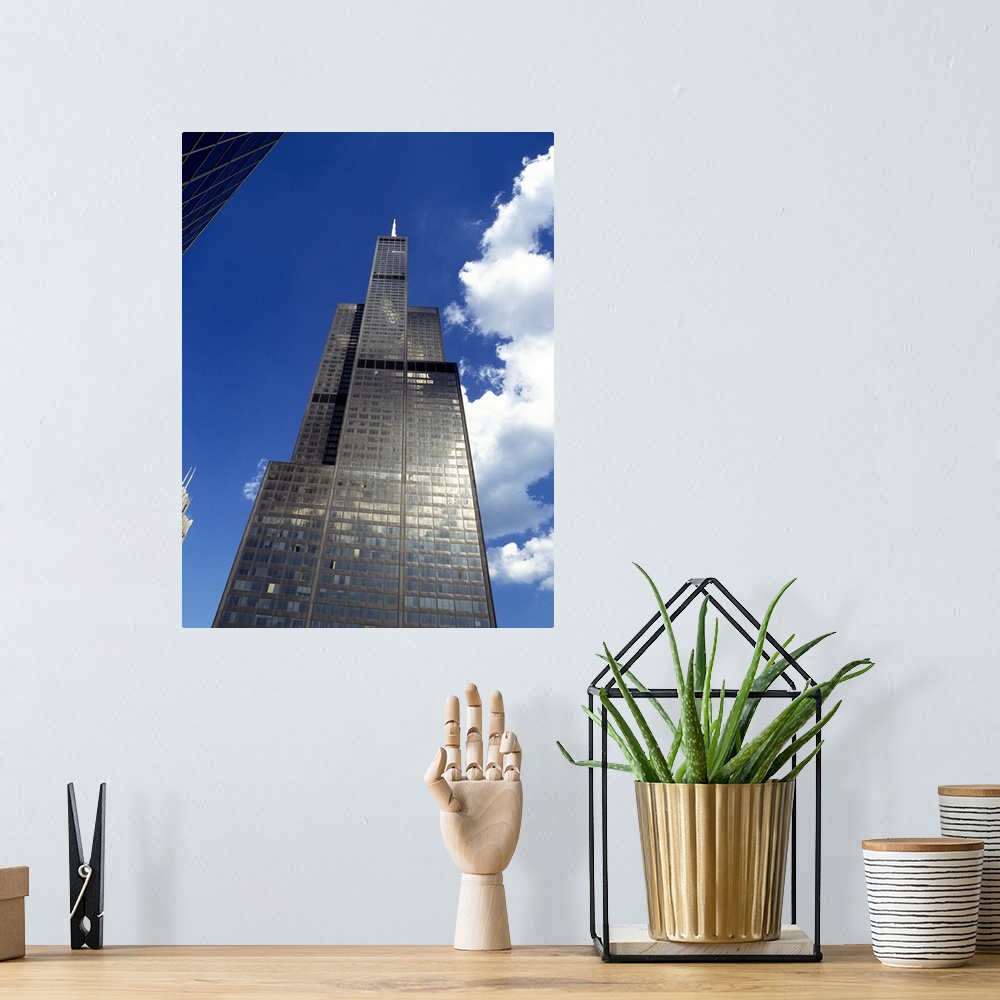 A bohemian room featuring Low angle view of a tower, Sears Tower, Chicago, Illinois