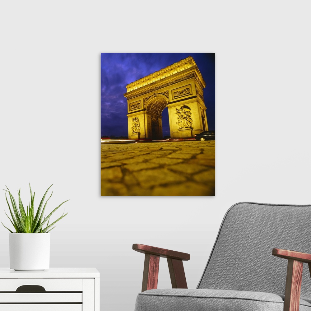A modern room featuring Low angle view of a triumphal arch, Arc De Triomphe, Paris, France