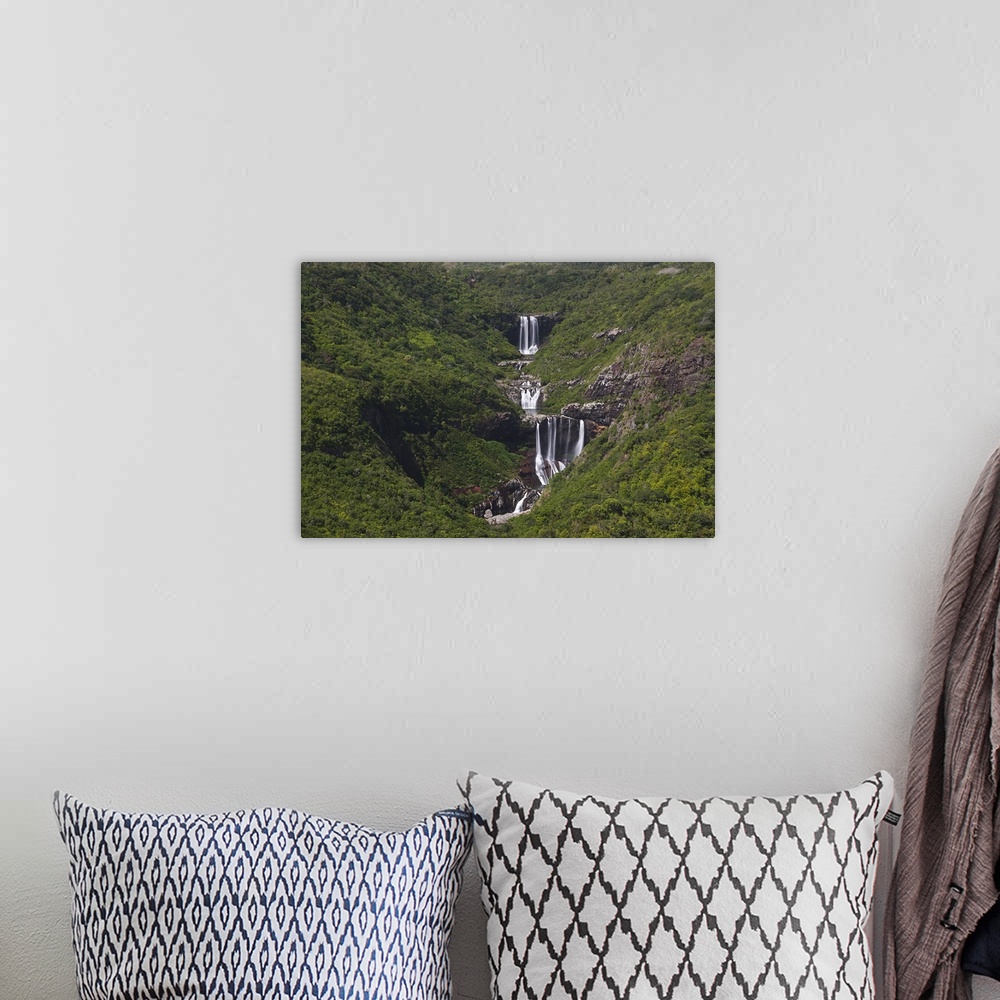 A bohemian room featuring Low angle view of a waterfall, Tamarind Falls, Mare Aux Vacoas, Mauritius