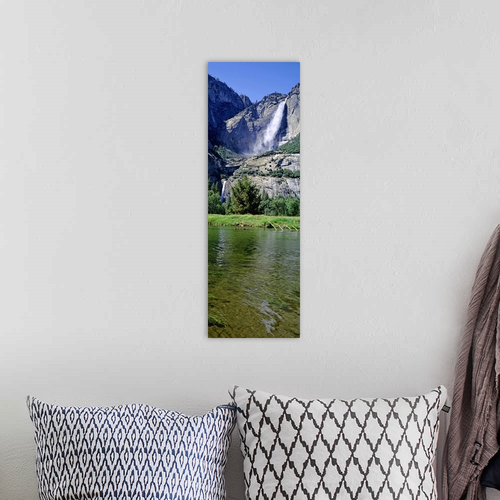 A bohemian room featuring Low angle view of a waterfall, Yosemite Falls, Yosemite National Park, California