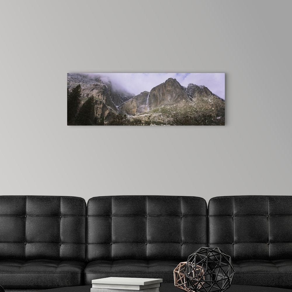 A modern room featuring Low angle view of a waterfall, Yosemite Falls, Yosemite National Park, Mariposa County, California