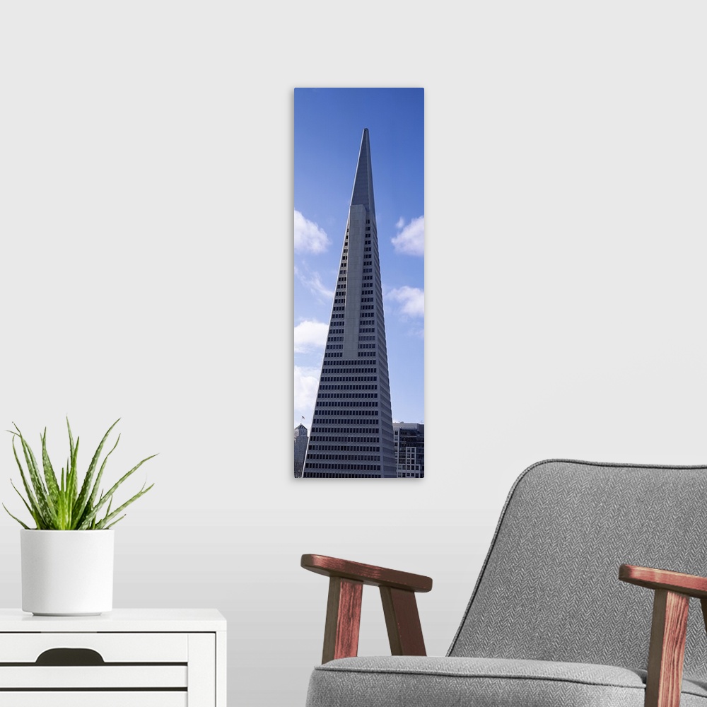 A modern room featuring Transamerica Building, San Francisco CA. Vertical of Transamerica Pyramid Building, in San Franci...