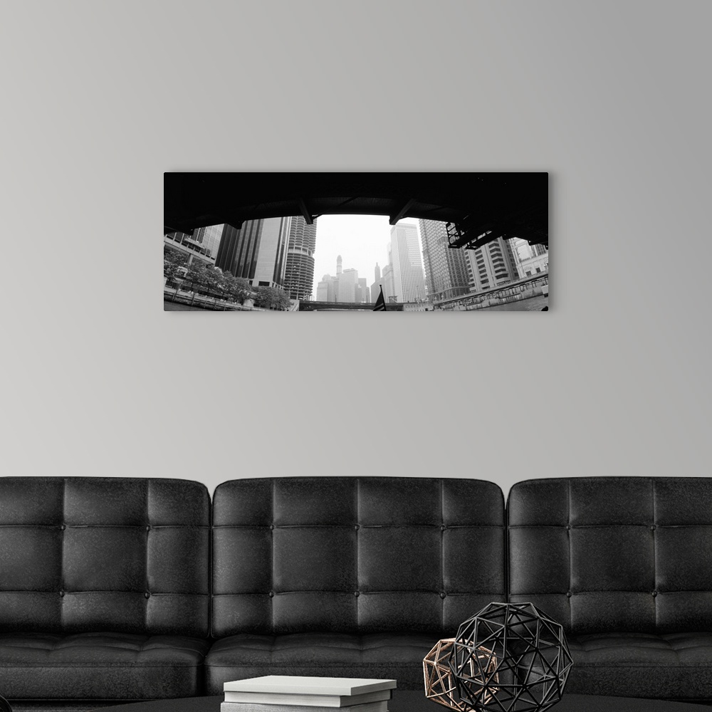 A modern room featuring Low angle view of buildings, Chicago, Illinois