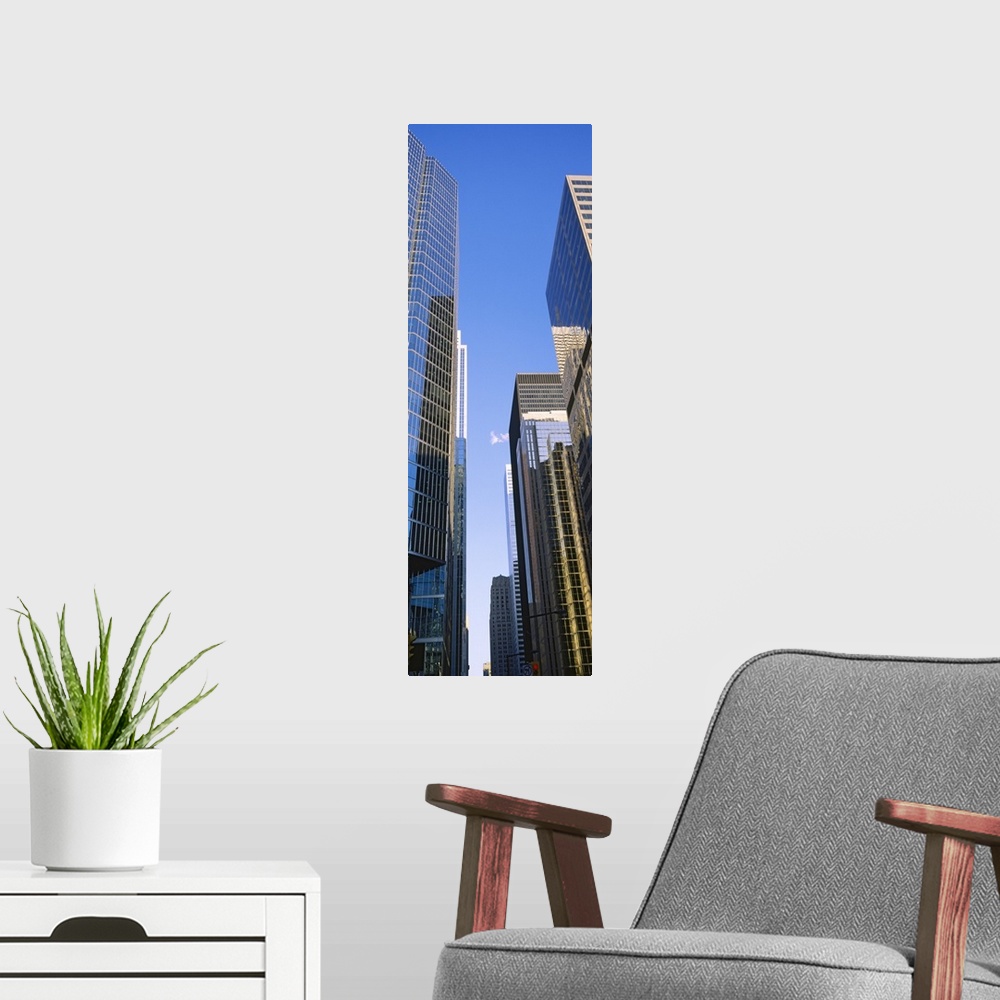 A modern room featuring Low angle view of buildings in a city, Toronto, Ontario, Canada