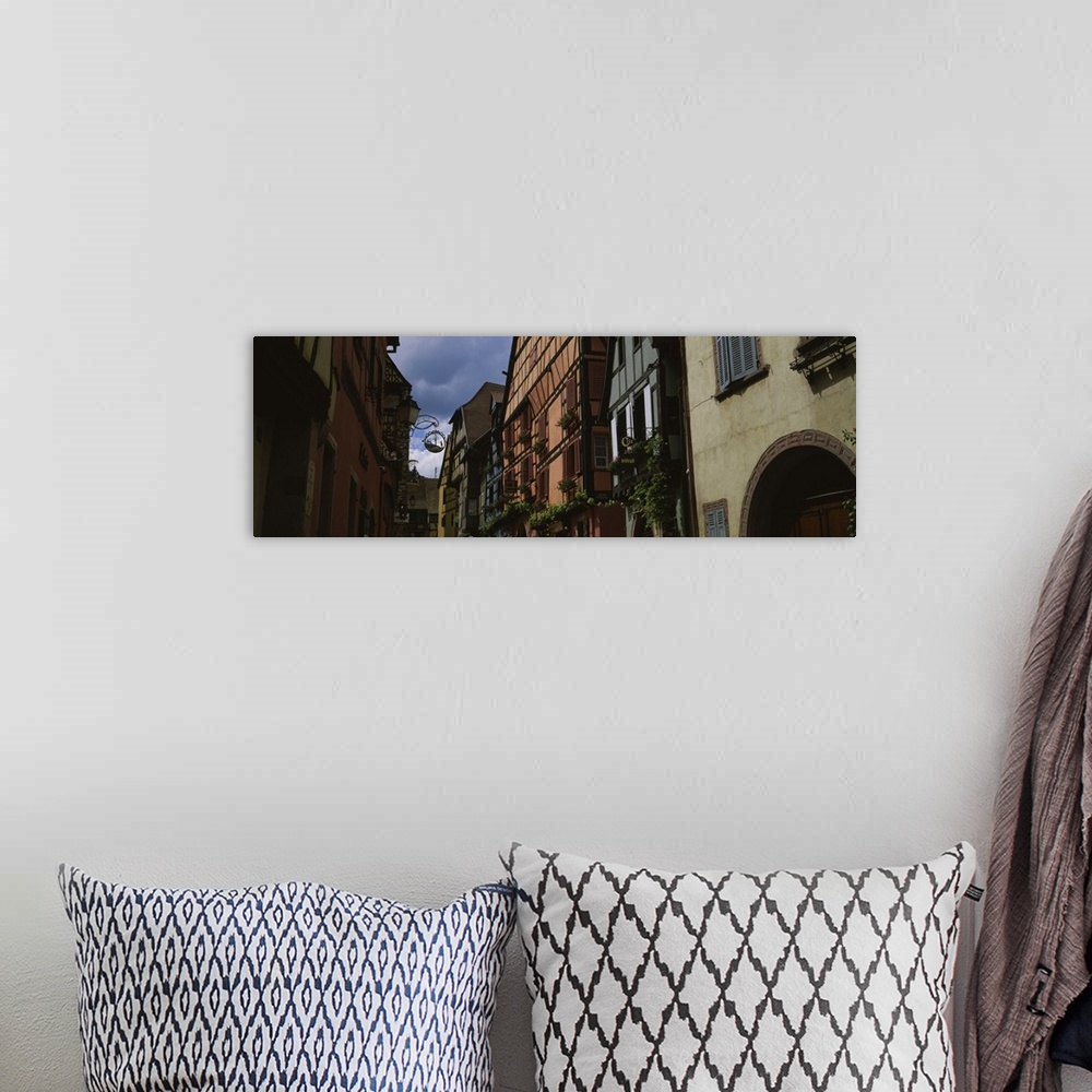 A bohemian room featuring Low angle view of buildings, Route Du Vin, Riquewihr, Alsace, France