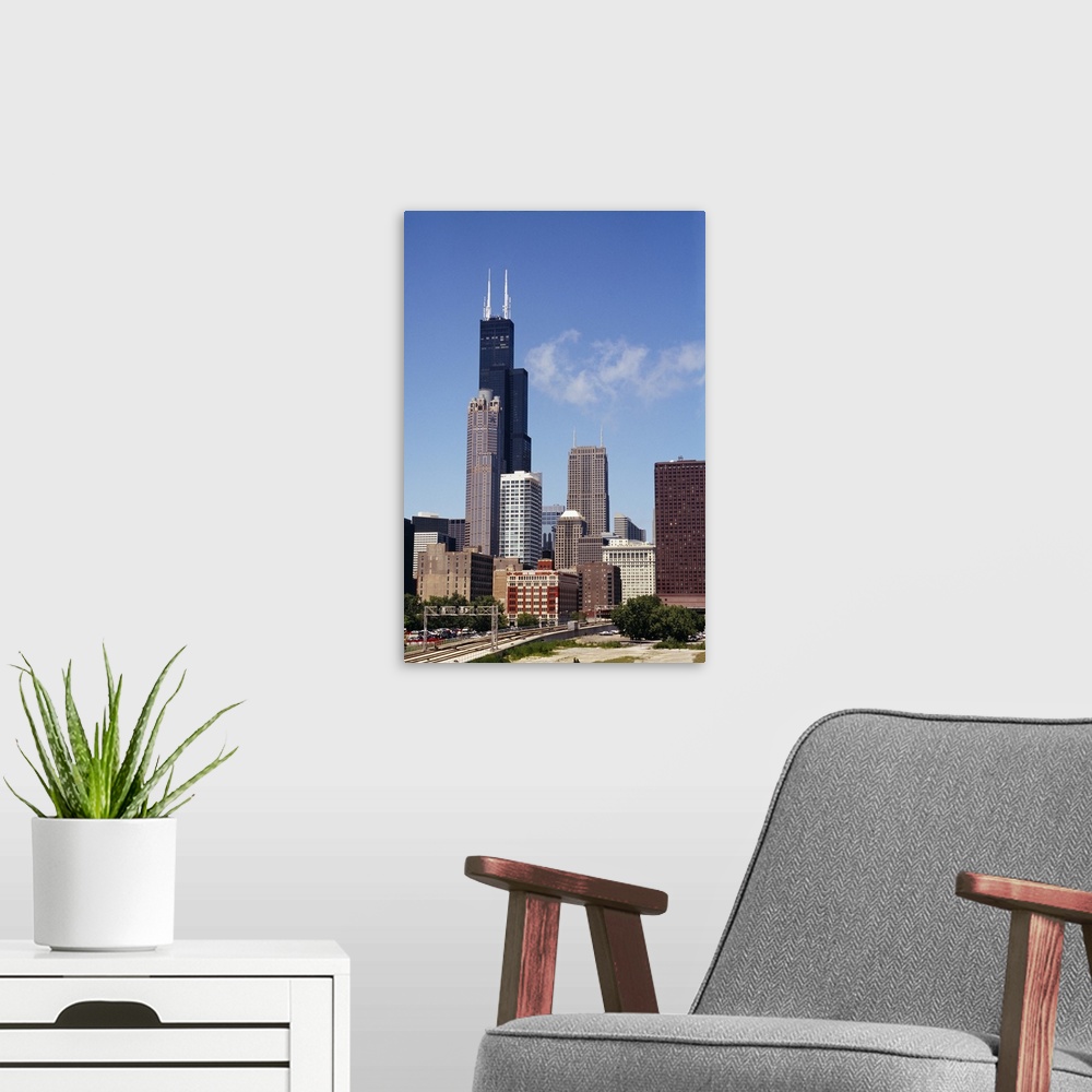 A modern room featuring Low angle view of buildings, Sears Tower, Chicago, Illinois