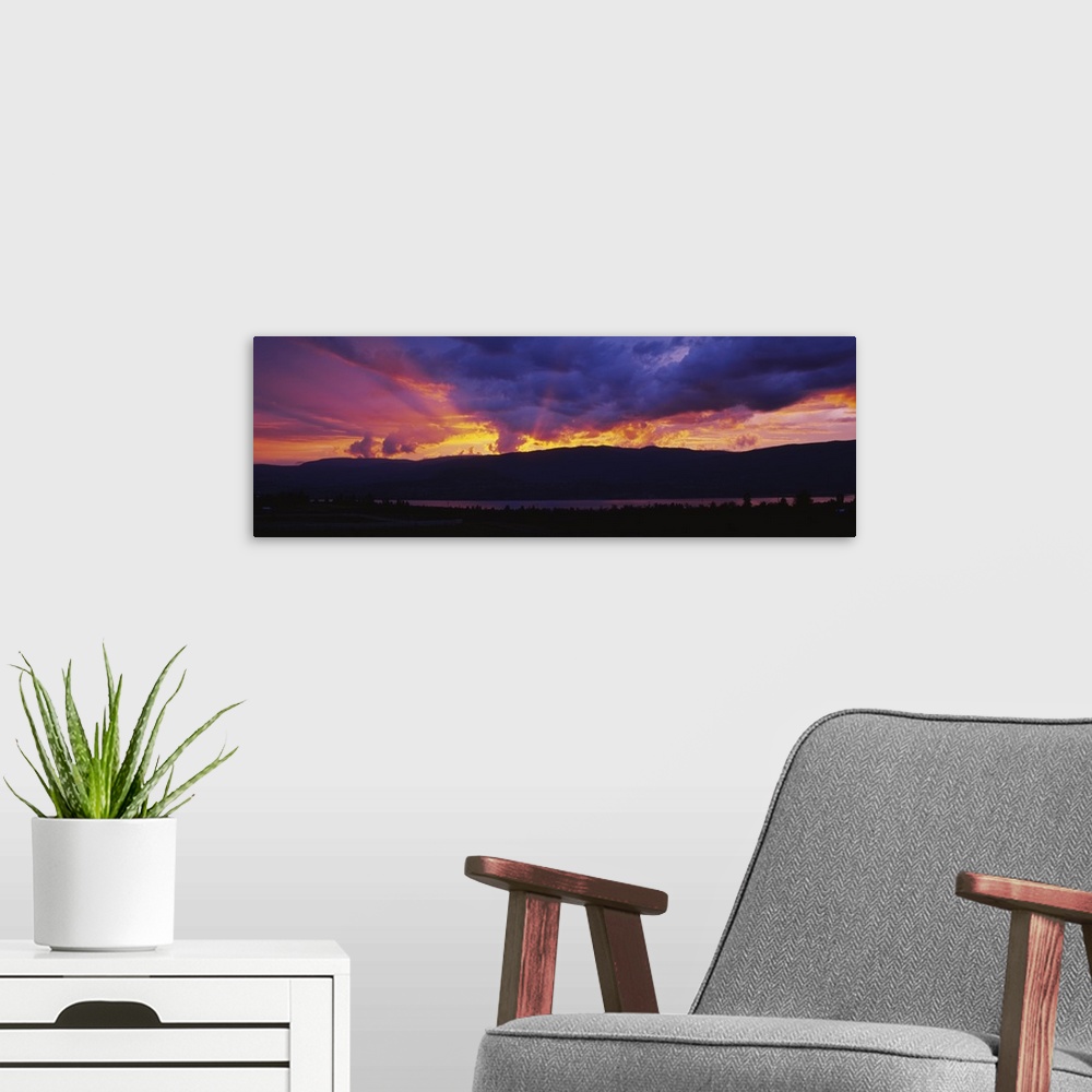 A modern room featuring Low angle view of clouds at dusk, Kelowna, British Columbia, Canada