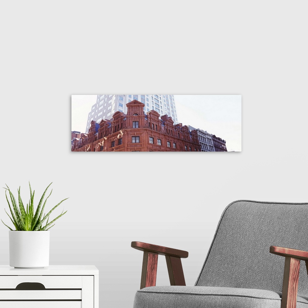 A modern room featuring Low angle view of downtown buildings, Hartford, Connecticut
